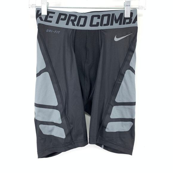 Nike Pro Combat Base Layer Training Shorts Mens Size Large Black Gray Fitted - Picture 1 of 8